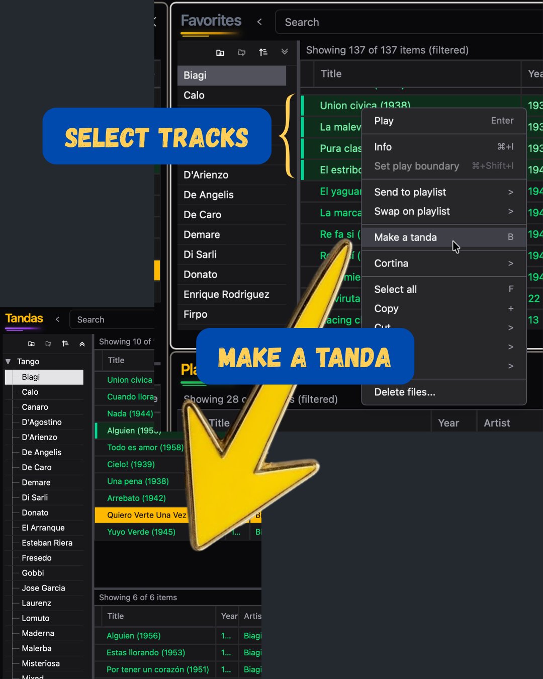 Build tandas with one click