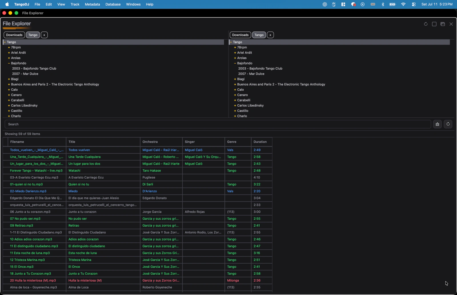 TangoDJ file explorer and music library