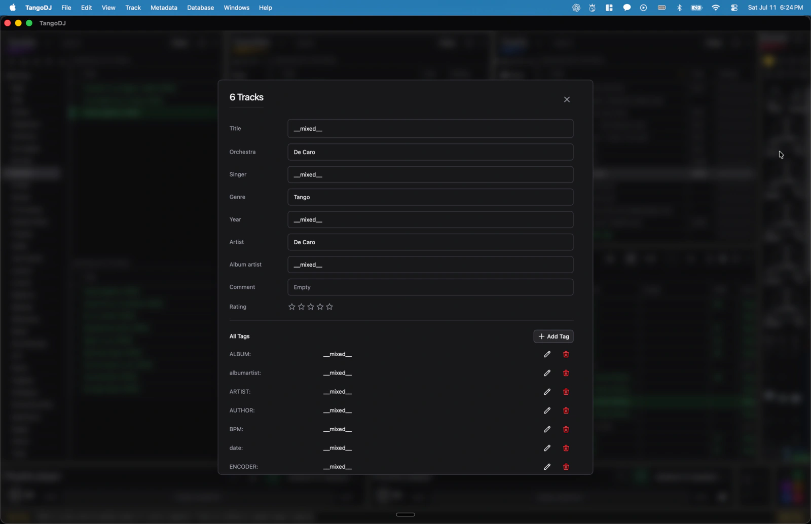 TangoDJ mass-tagging editor for multiple music files