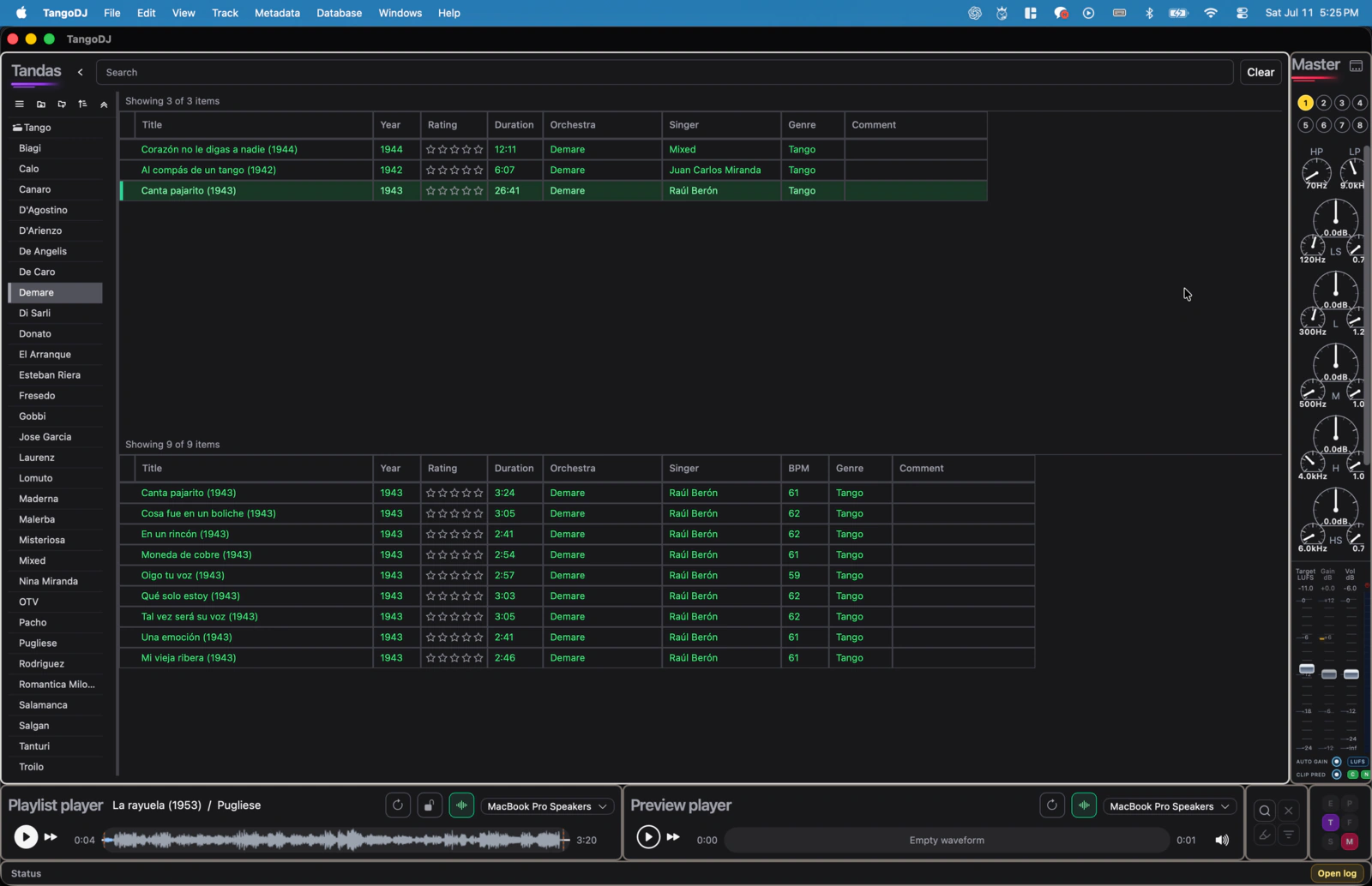 TangoDJ tanda and playlist workflow