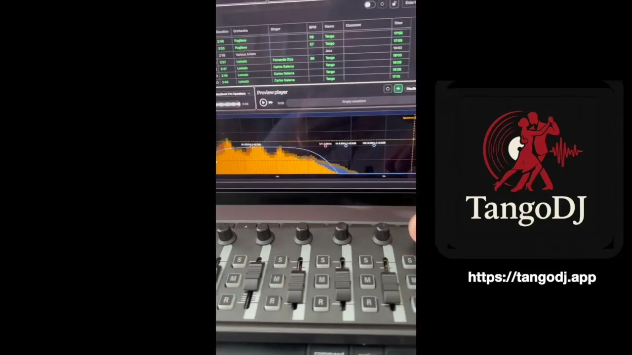 MIDI controller operating TangoDJ sound controls